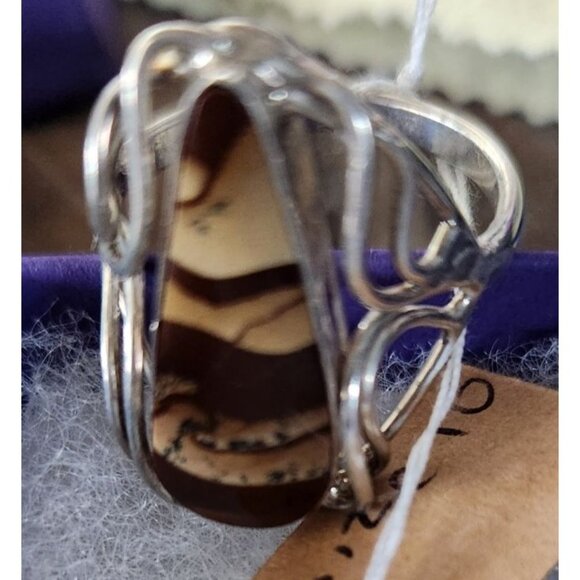 Ring Band Montana Agate Silver Stone 25 x 10 mm Size 10  6.3 gr   Jerry Fran Har - Picture 11 of 15